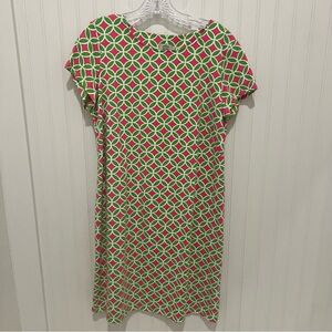 Katherine Way Vibrant Green and Pink Midi Dress